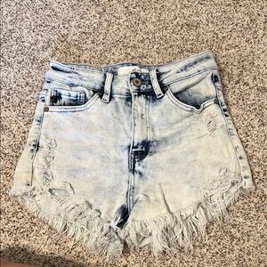 Distressed Denim Frayed Hem Shorts